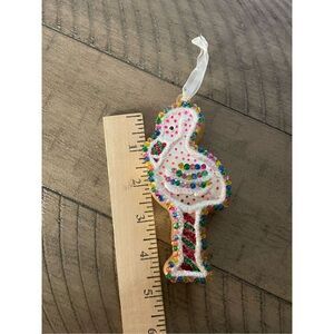 Flamingo Embellished Sparkle Bling Hanging Ornament Multicolor Beads Sequin 5"